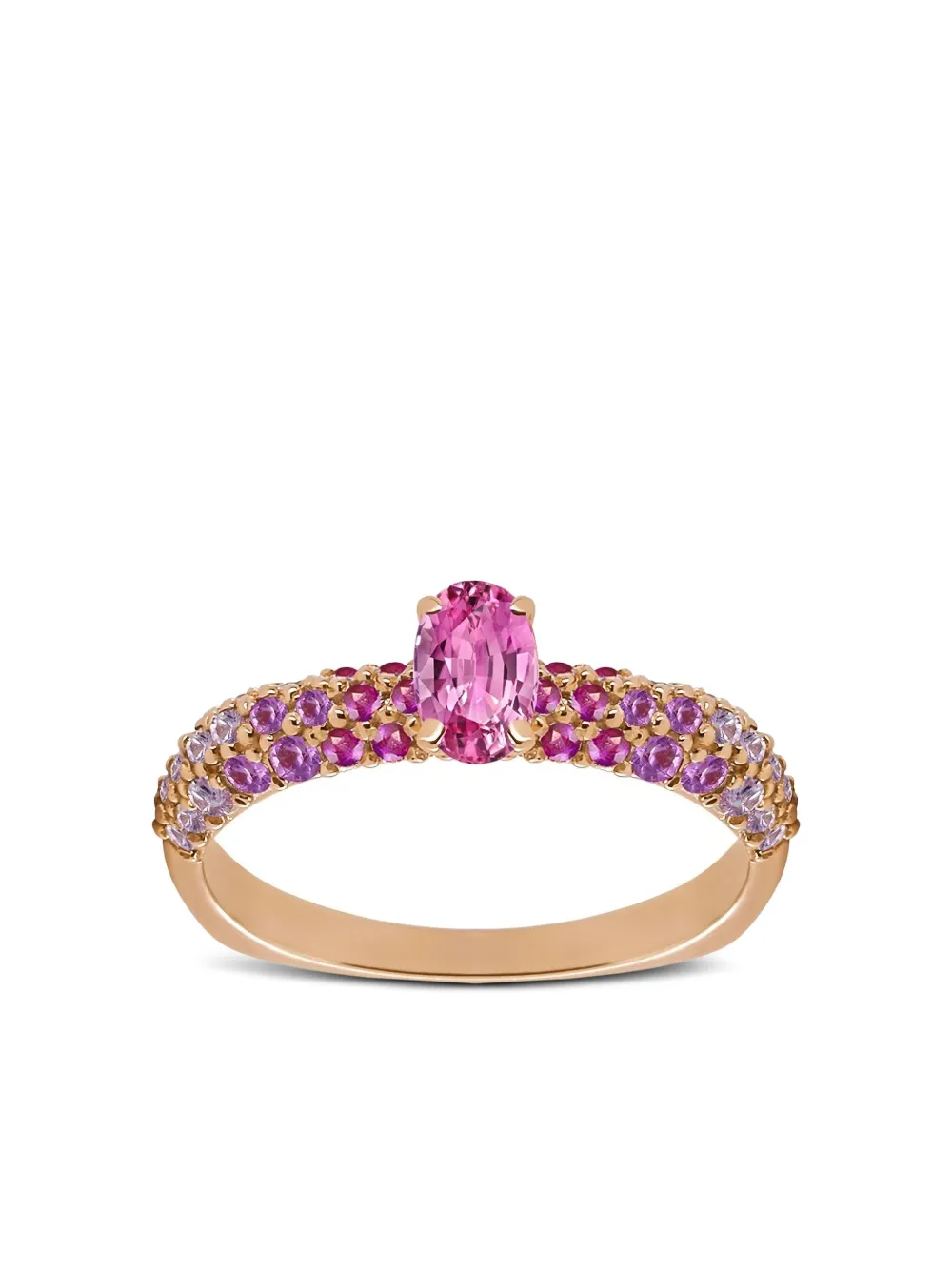 FULLORD 18K rose gold Eternity Solitaire pink sapphire ring